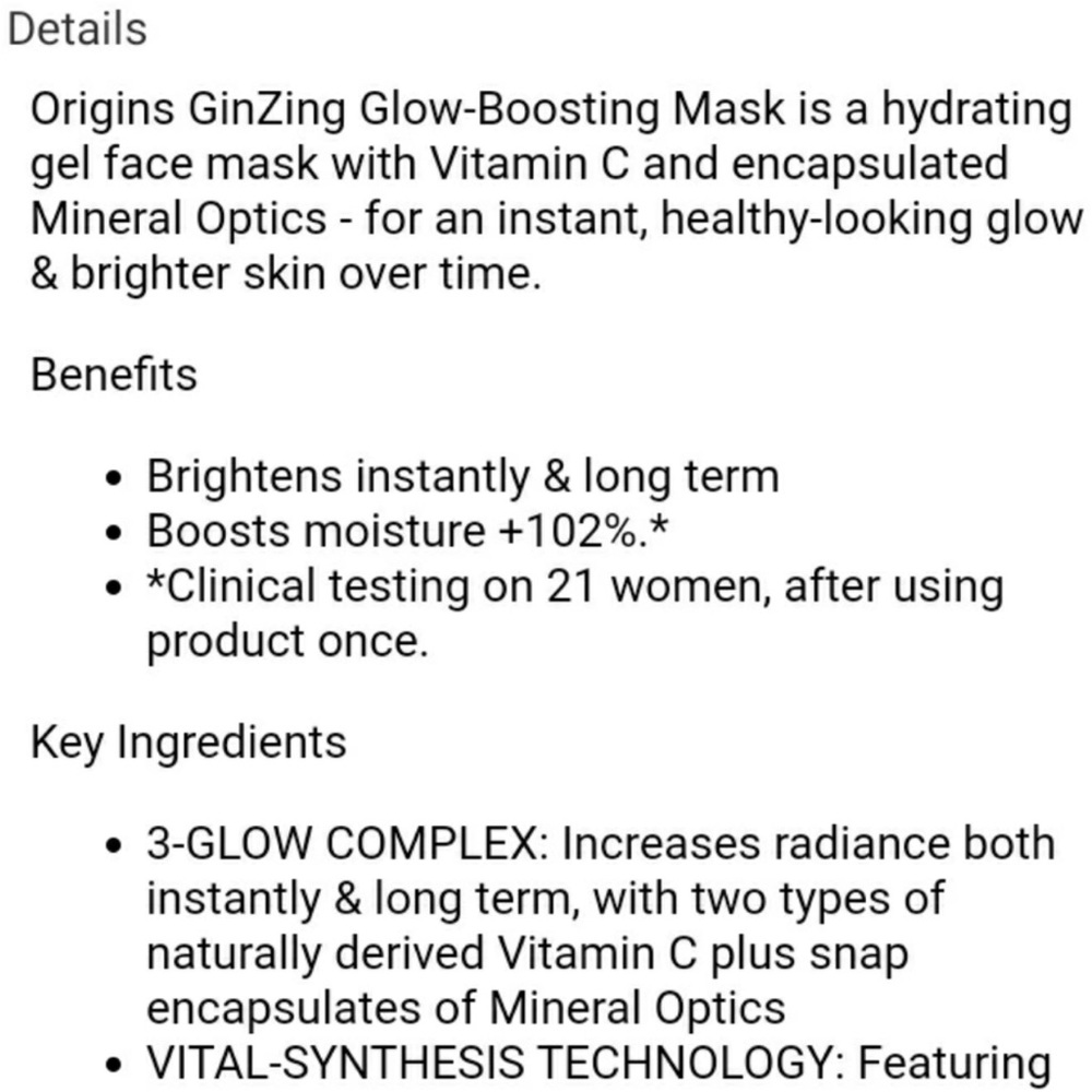 Origins GINZING Glow-Boosting Mask 2.5oz new with box - Picture 6 of 15